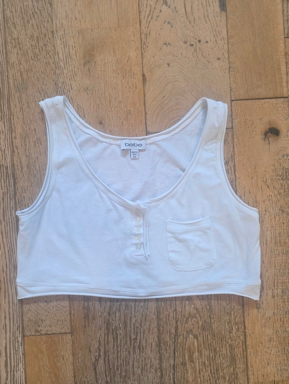 2000's Vintage Bebe White Cropped Tank Top